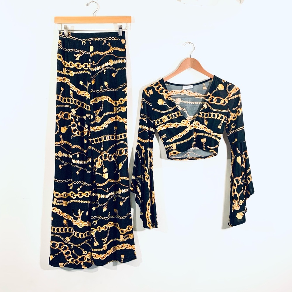 NEW January Chain Print Crop Top & Pant Set